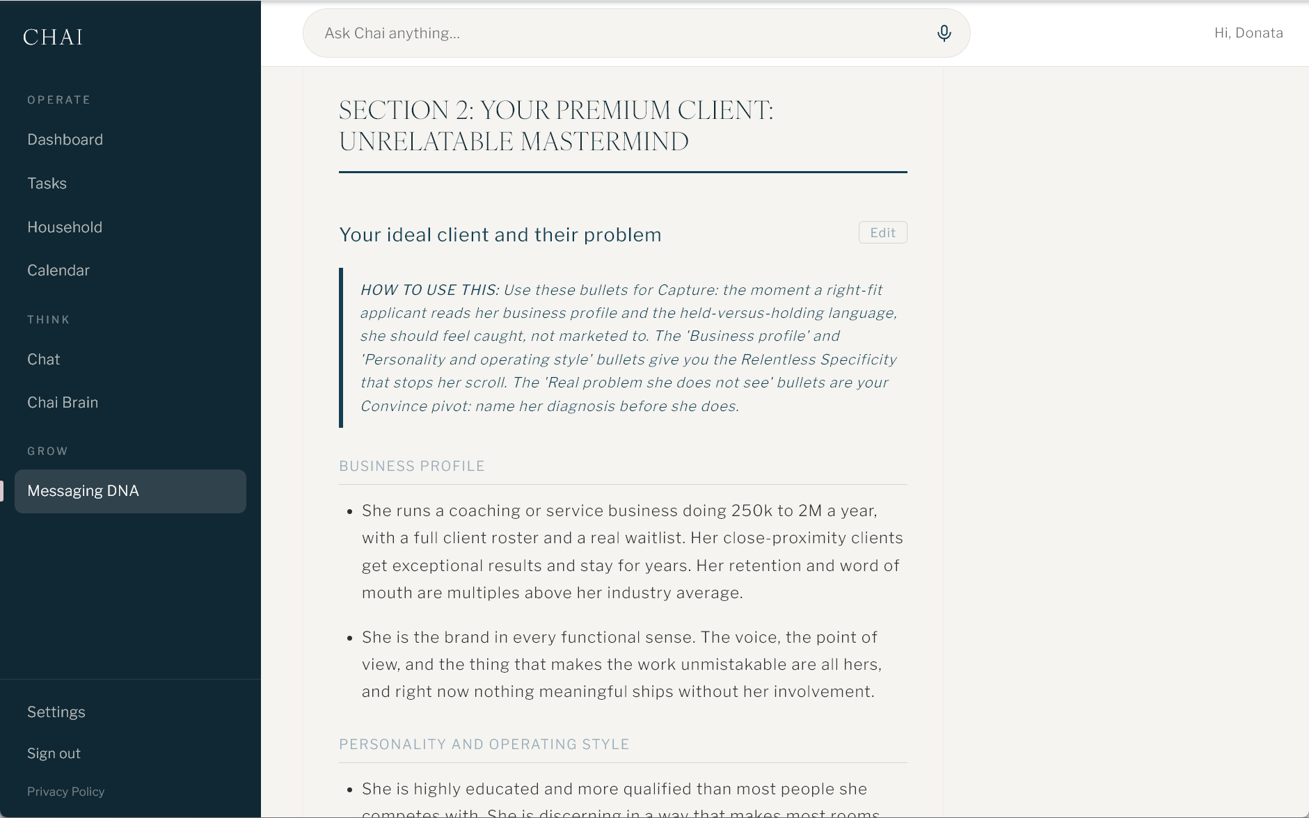 Messaging DNA document