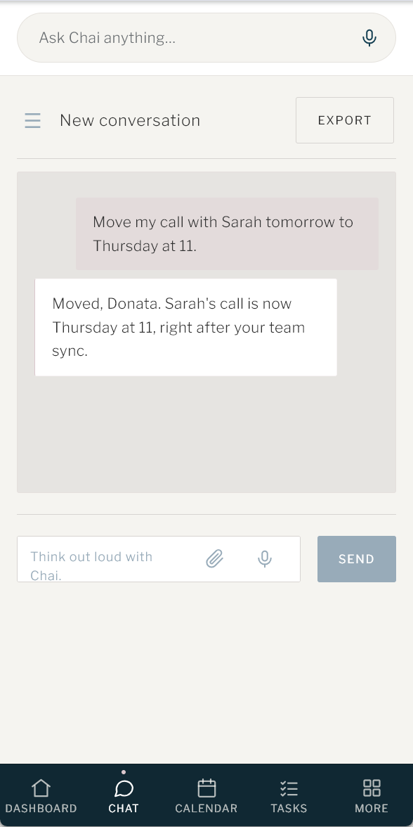 Rescheduling a call in Chai